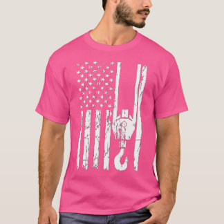 Crane Operator Patriotic American Flag T-Shirt
