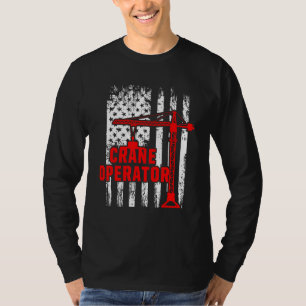 Crane Operator Usa Flag Building Machine Construct T-Shirt