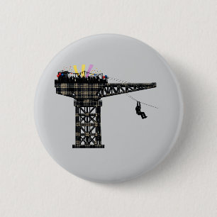 Crane Party Finnieston Crane Scottish humour gift 6 Cm Round Badge