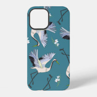 crane, pattern, illustration flying bird flower