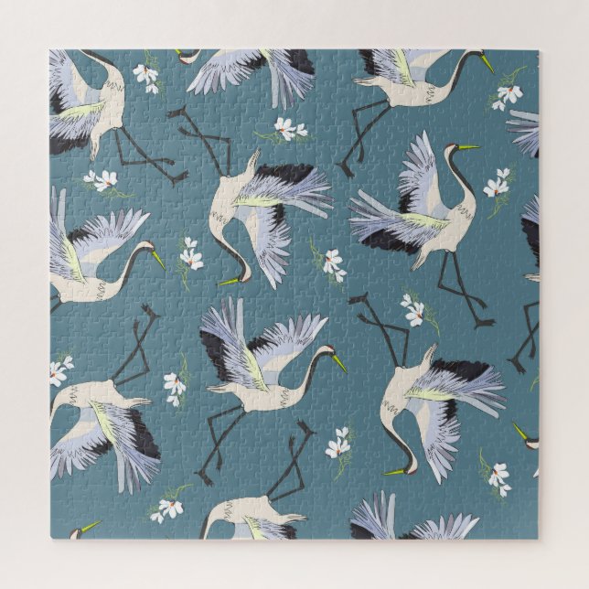 Crane Pattern, Illustration Flying Bird. Jigsaw Puzzle (Vertical)
