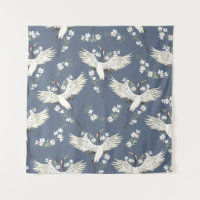 crane, pattern, vintage illustration flying bird f