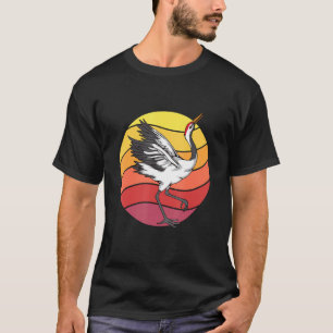 Crane Retro Sunset Bird Cranes T-Shirt