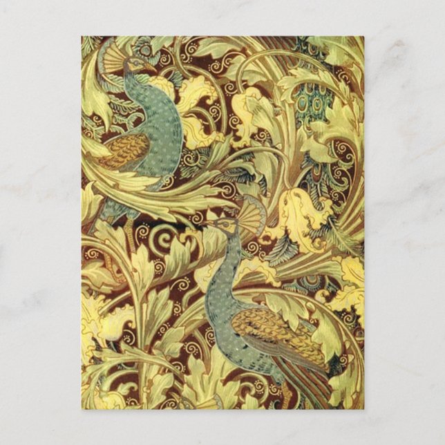 Crane’s Art Nouveau Peacock Garden Postcard (Front)