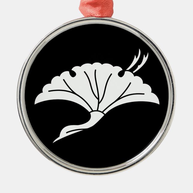 Crane-shaped ginkgo leaf metal tree decoration (Front)