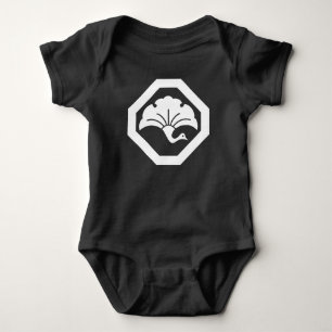 Crane-shaped ginkgo leaf on tray baby bodysuit