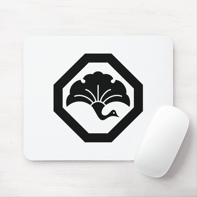 Crane-shaped ginkgo leaf on tray mouse pad (With Mouse)