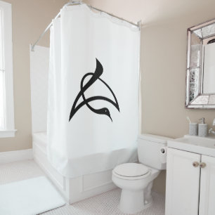 Crane-shaped kanji characters for Cho Shower Curtain