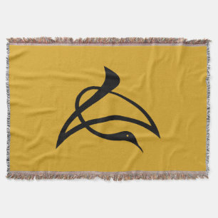 Crane-shaped kanji characters for Cho Throw Blanket