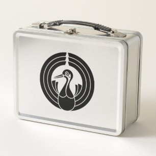 Crane-shaped-noshi circle metal lunch box