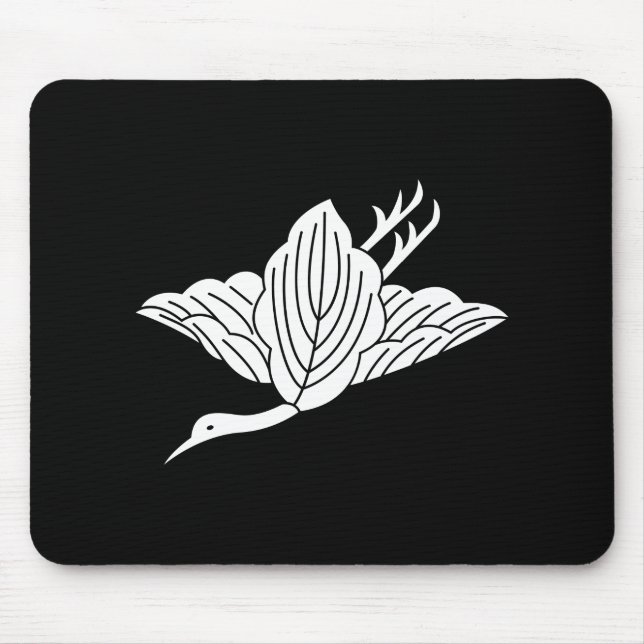 Crane-shaped oak leaves mouse pad (Front)