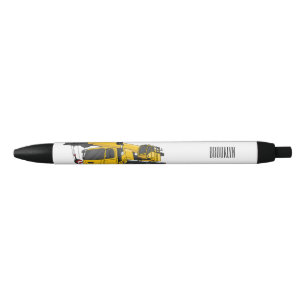 Crane truck cartoon illustration black ink pen