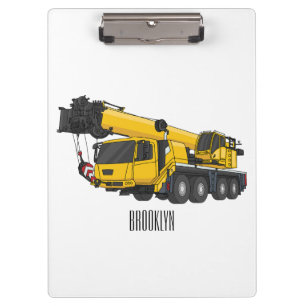 Crane truck cartoon illustration clipboard