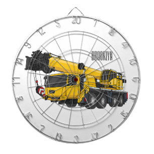 Crane truck cartoon illustration dartboard