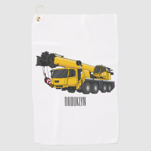Crane truck cartoon illustration golf towel