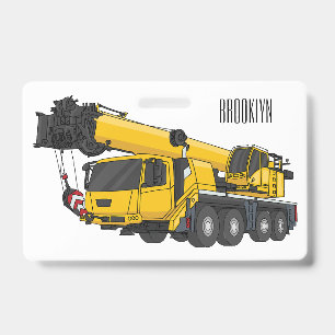 Crane truck cartoon illustration ID badge