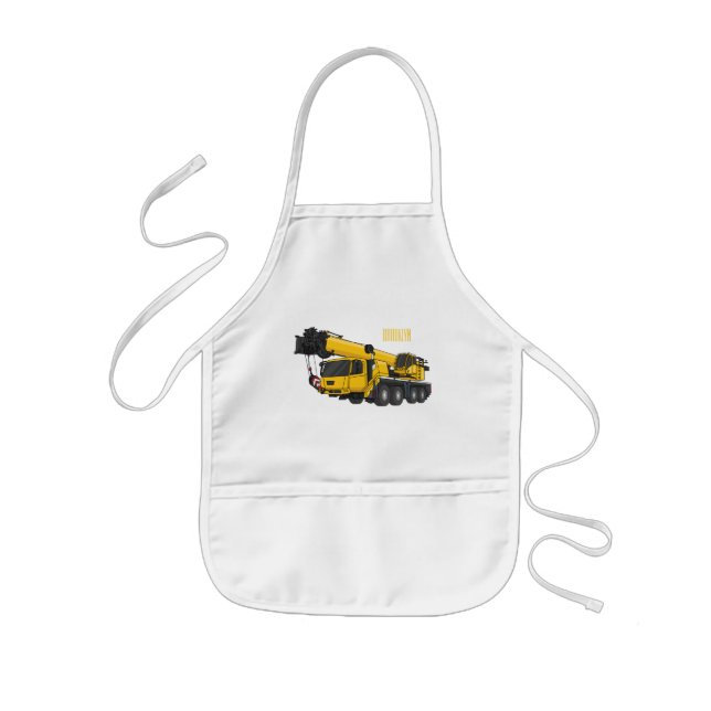 Crane truck cartoon illustration kids apron (Front)