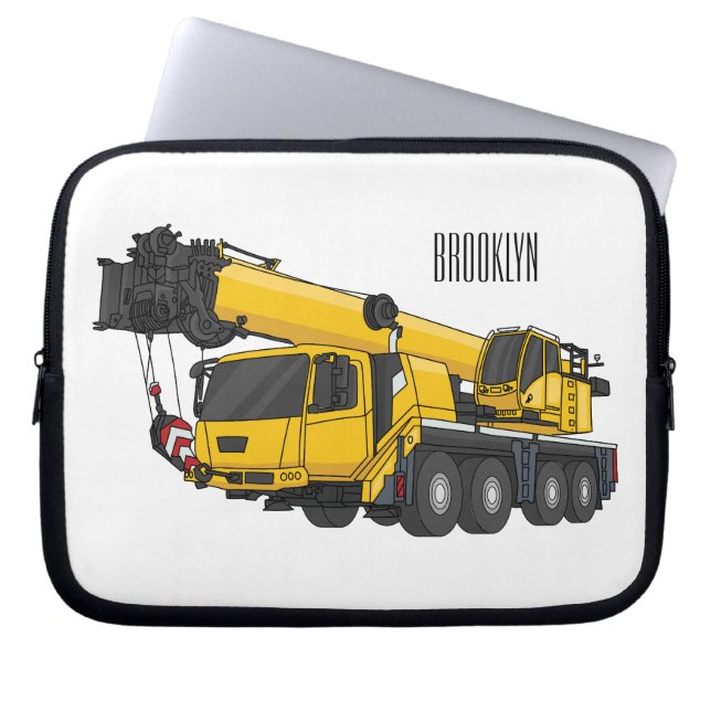Crane truck cartoon illustration laptop sleeve (Front)