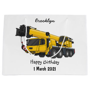 Crane truck cartoon illustration large gift bag