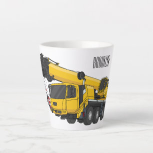 Crane truck cartoon illustration latte mug