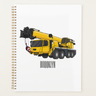 Crane truck cartoon illustration planner