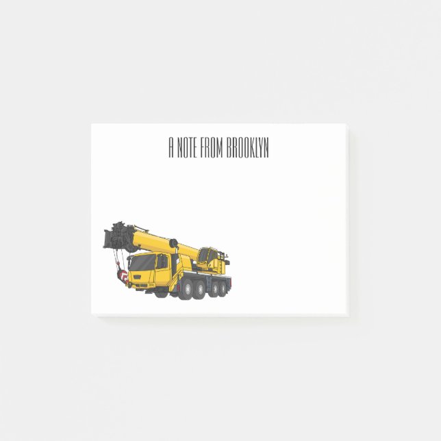 Crane truck cartoon illustration post-it notes (Front)