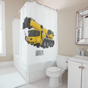 Crane truck cartoon illustration shower curtain