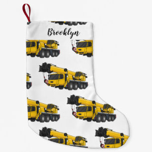 Crane truck cartoon illustration small christmas stocking
