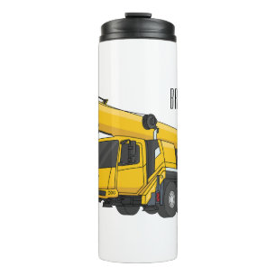 Crane truck cartoon illustration thermal tumbler