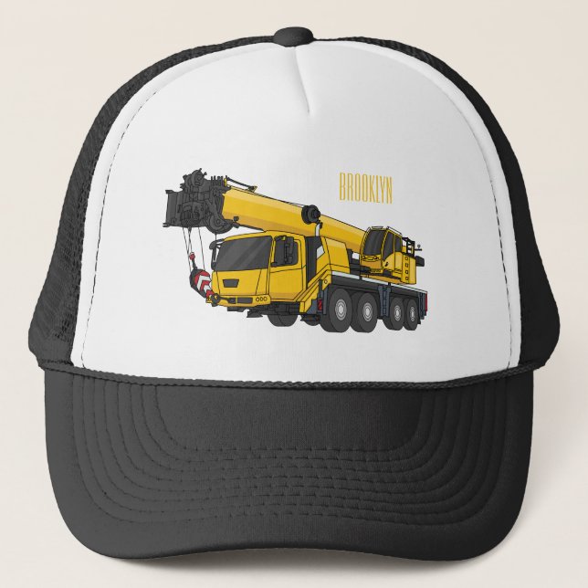 Crane truck cartoon illustration trucker hat (Front)
