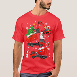 Crane Truck Construction Christmas  Boys Kids Todd T-Shirt