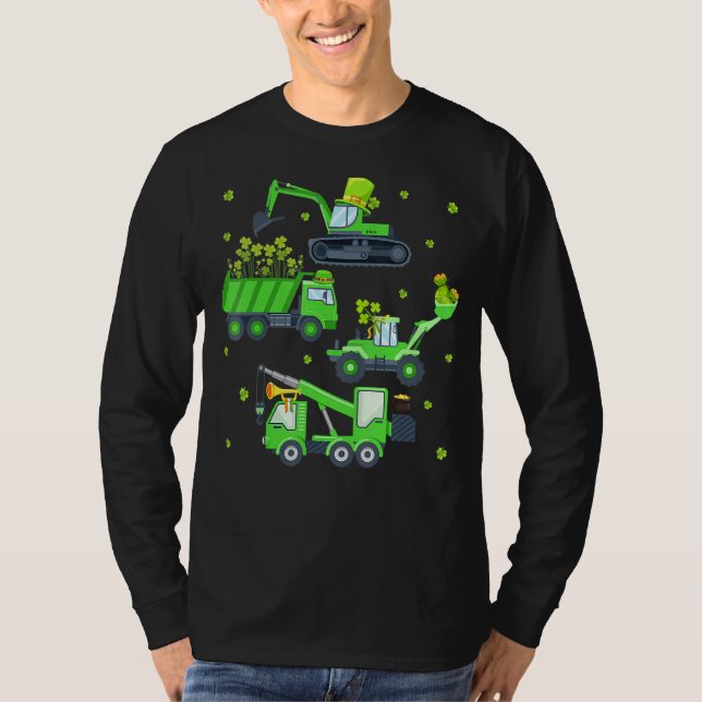 Crane Truck Construction Toddler Kids Boys St Patr T-Shirt (Front)
