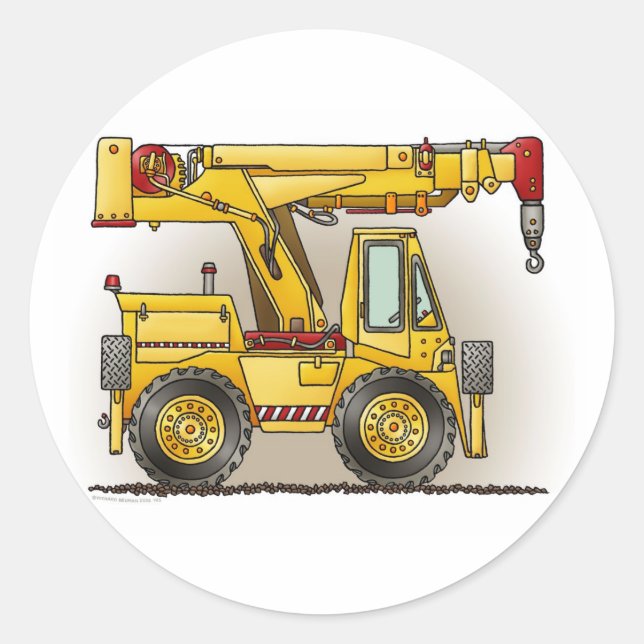 Crane Truck Kids Sticker (Front)