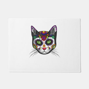 Craneo De Gato Halloween Cute Sugar Skull Dia De L Doormat