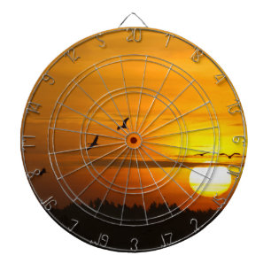 Cranes at sunrise dartboard