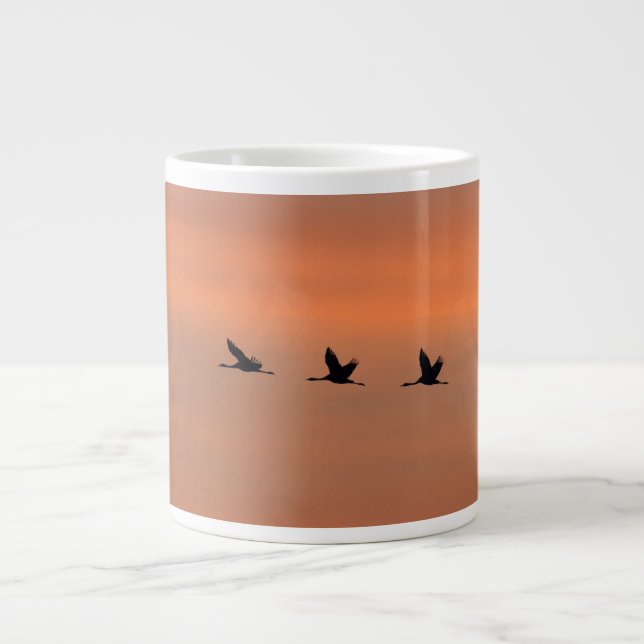 Cranes at sunrise large coffee mug (Front)