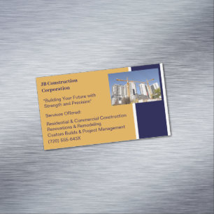 Cranes Buildings Contractor Building Construction Magnetic Business Card