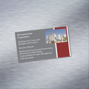 Cranes Buildings Contractor Building Construction Magnetic Business Card