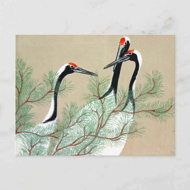 Cranes from Momoyogusa -Kamisaka Sekka -VintageArt Postcard (Front)