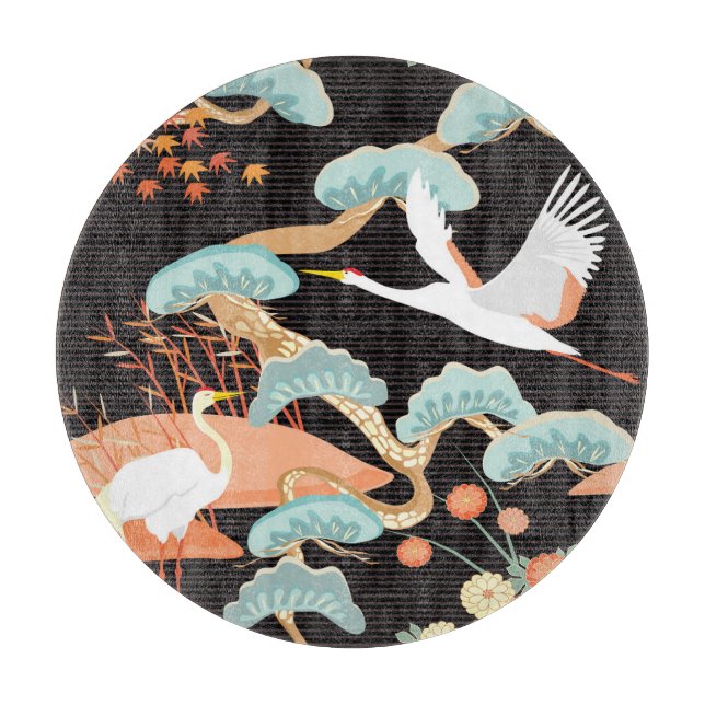 Cranes, herons: Japanese bird pattern. Cutting Board (Front)