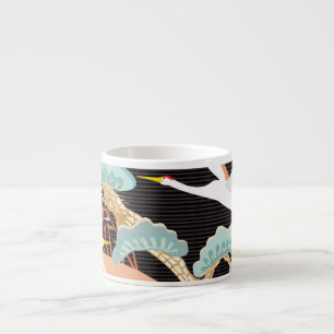 Cranes, herons: Japanese bird pattern. Espresso Cup