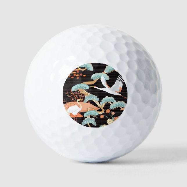 Cranes, herons: Japanese bird pattern. Golf Balls (Front)