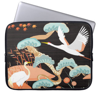 Cranes, herons: Japanese bird pattern. Laptop Sleeve
