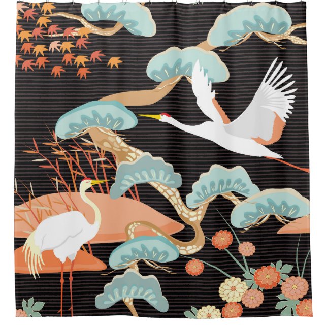 Cranes, herons: Japanese bird pattern. Shower Curtain (Front)