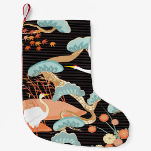 Cranes, herons: Japanese bird pattern. Small Christmas Stocking