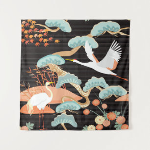 Cranes, herons: Japanese bird pattern. Tapestry