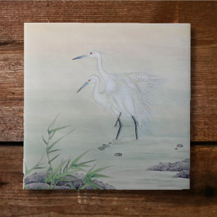 Cranes in Chinese River  Tile