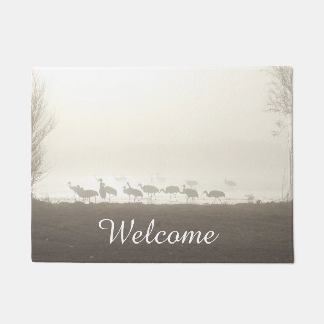 Cranes in the mist doormat (Front)