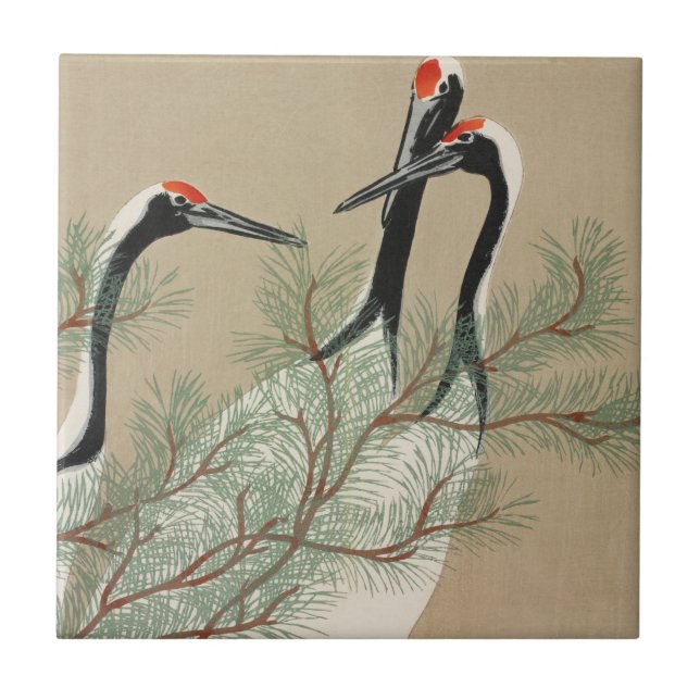 Cranes Kamisaka Sekka japan art canvas cc Tile (Front)