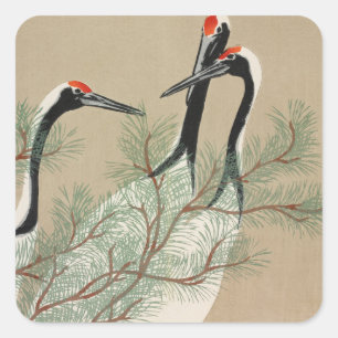 Cranes Kamisaka Sekka japan painting art canvas cc Square Sticker